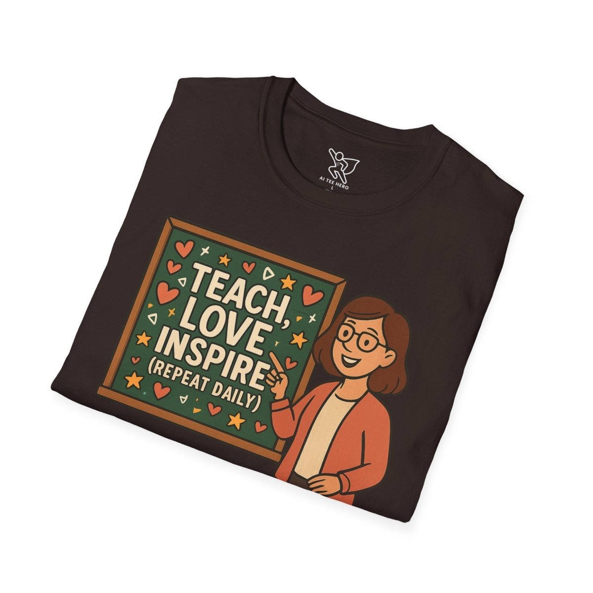 "Teach.Love.Inspire. Repeat Daily" CW - 4 Inspire Teacher T-Shirt, Gifts for Educators, Inspirational Tees, Cute Classroom Apparel, Teach Love Inspire Shirt - AI Tee Hero