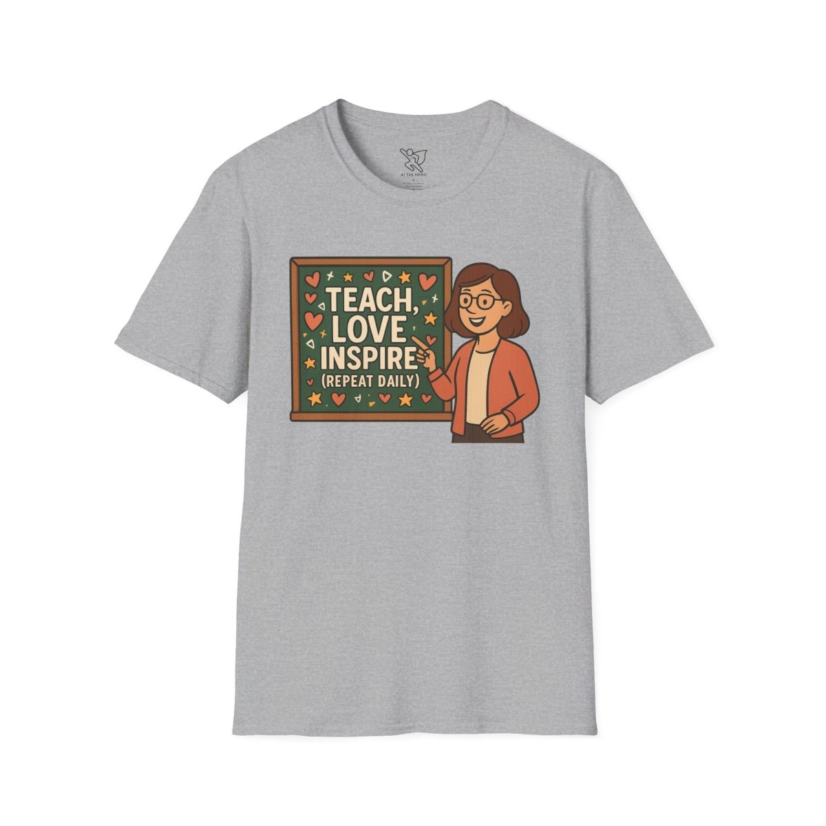 "Teach.Love.Inspire. Repeat Daily" CW - 4 Inspire Teacher T-Shirt, Gifts for Educators, Inspirational Tees, Cute Classroom Apparel, Teach Love Inspire Shirt - AI Tee Hero