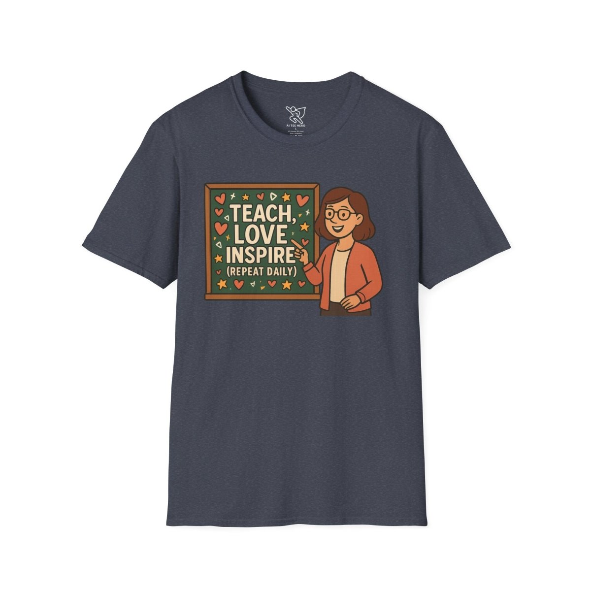 "Teach.Love.Inspire. Repeat Daily" CW - 4 Inspire Teacher T-Shirt, Gifts for Educators, Inspirational Tees, Cute Classroom Apparel, Teach Love Inspire Shirt - AI Tee Hero