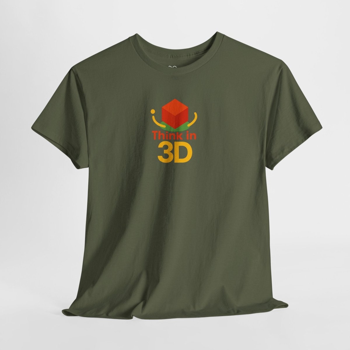 "Think in 3D" Graphic Cotton Tee, Fun T-Shirt Gift, Educational Apparel, Unisex Casual Wear, Creative Gift Idea CW - 1 Orange - AI Tee Hero