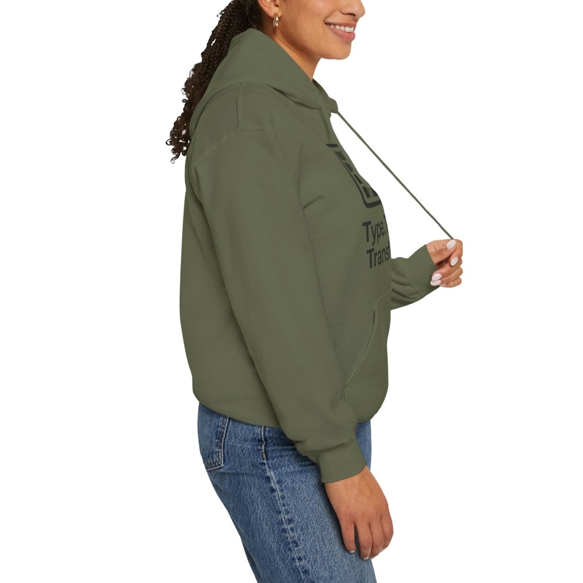 "Type. Think. Transform." Hoodie, Cozy Unisex Sweatshirt, Inspirational Hoodie Gift, Perfect for Writers and Students, Everyday Wear - AI Tee Hero