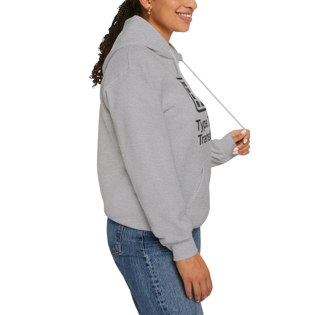 "Type. Think. Transform." Hoodie, Cozy Unisex Sweatshirt, Inspirational Hoodie Gift, Perfect for Writers and Students, Everyday Wear - AI Tee Hero
