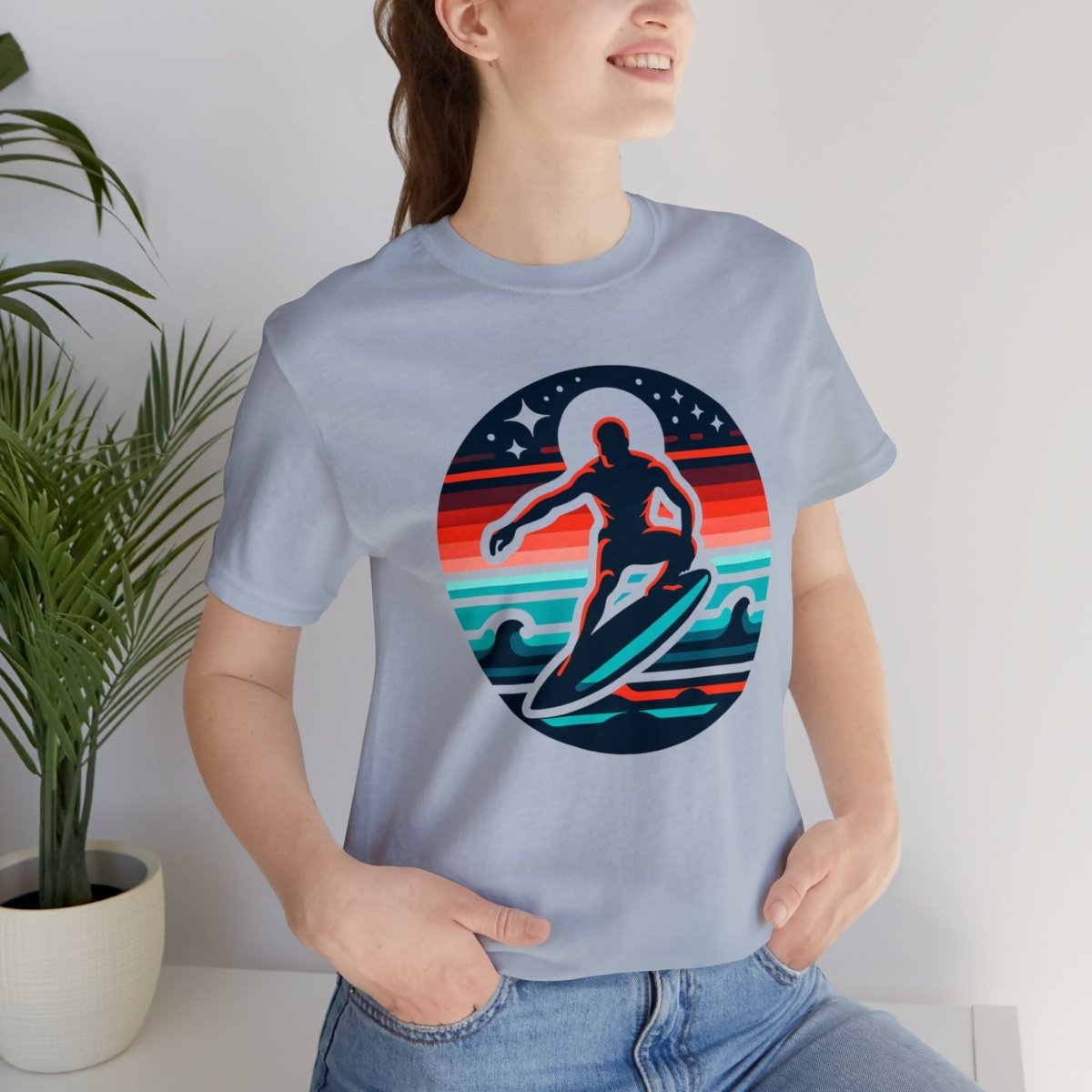Cosmic Surfer's Escape - Short Sleeve Tee - AI Tee Hero