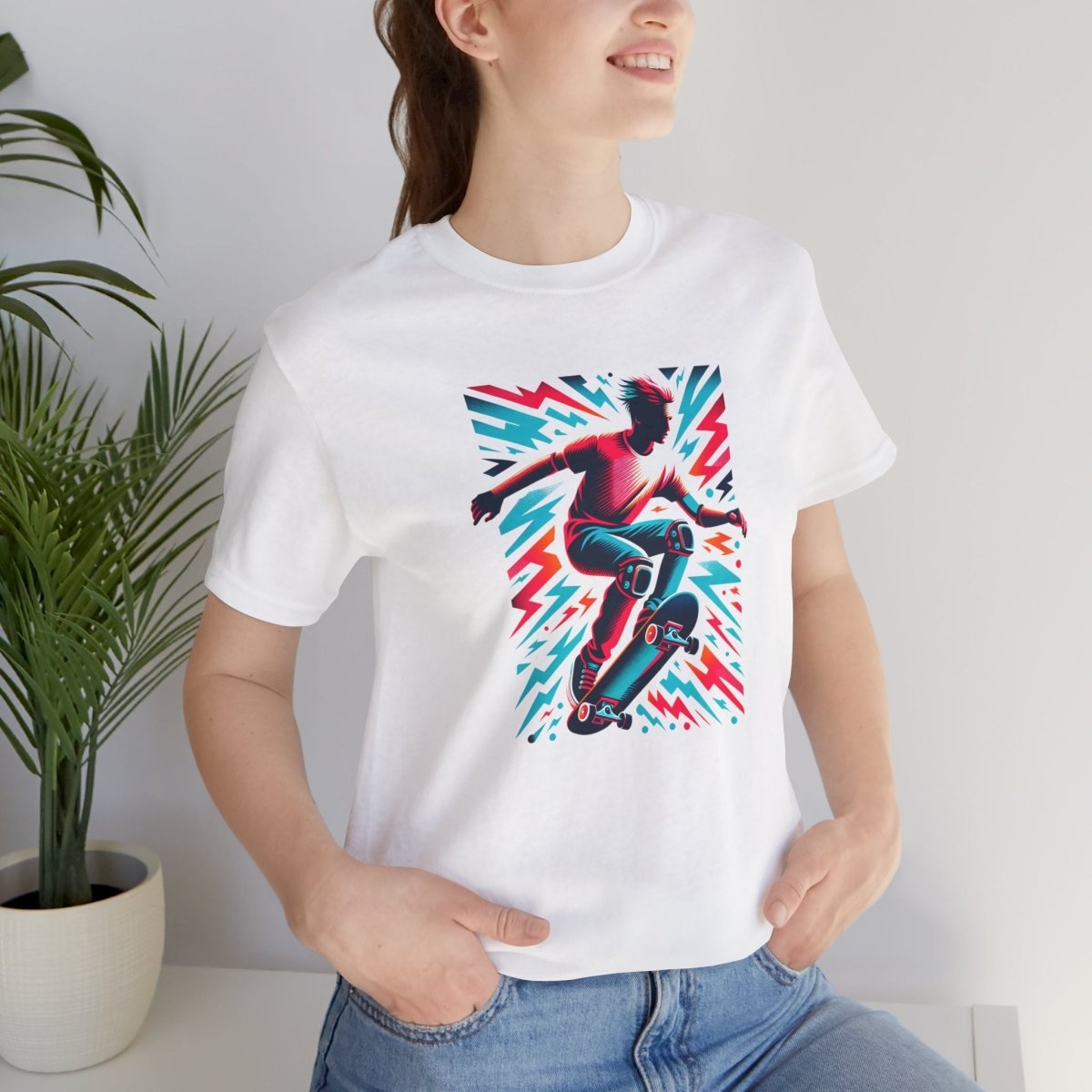 Dynamic Skater Surge - Unisex Short Sleeve Tee - AI Tee Hero