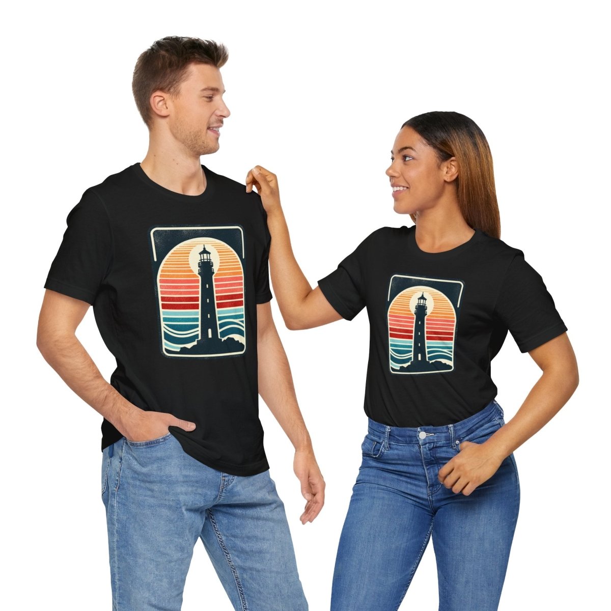Nautical Beacon Sunset - Unisex Short Sleeve Tee - AI Tee Hero