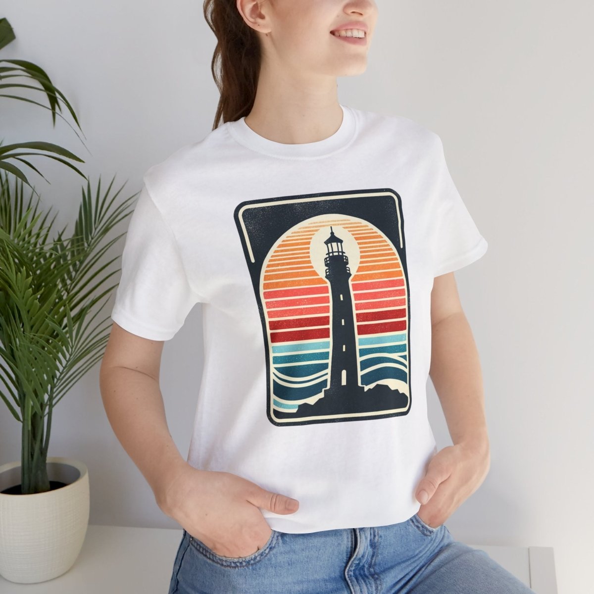 Nautical Beacon Sunset - Unisex Short Sleeve Tee - AI Tee Hero