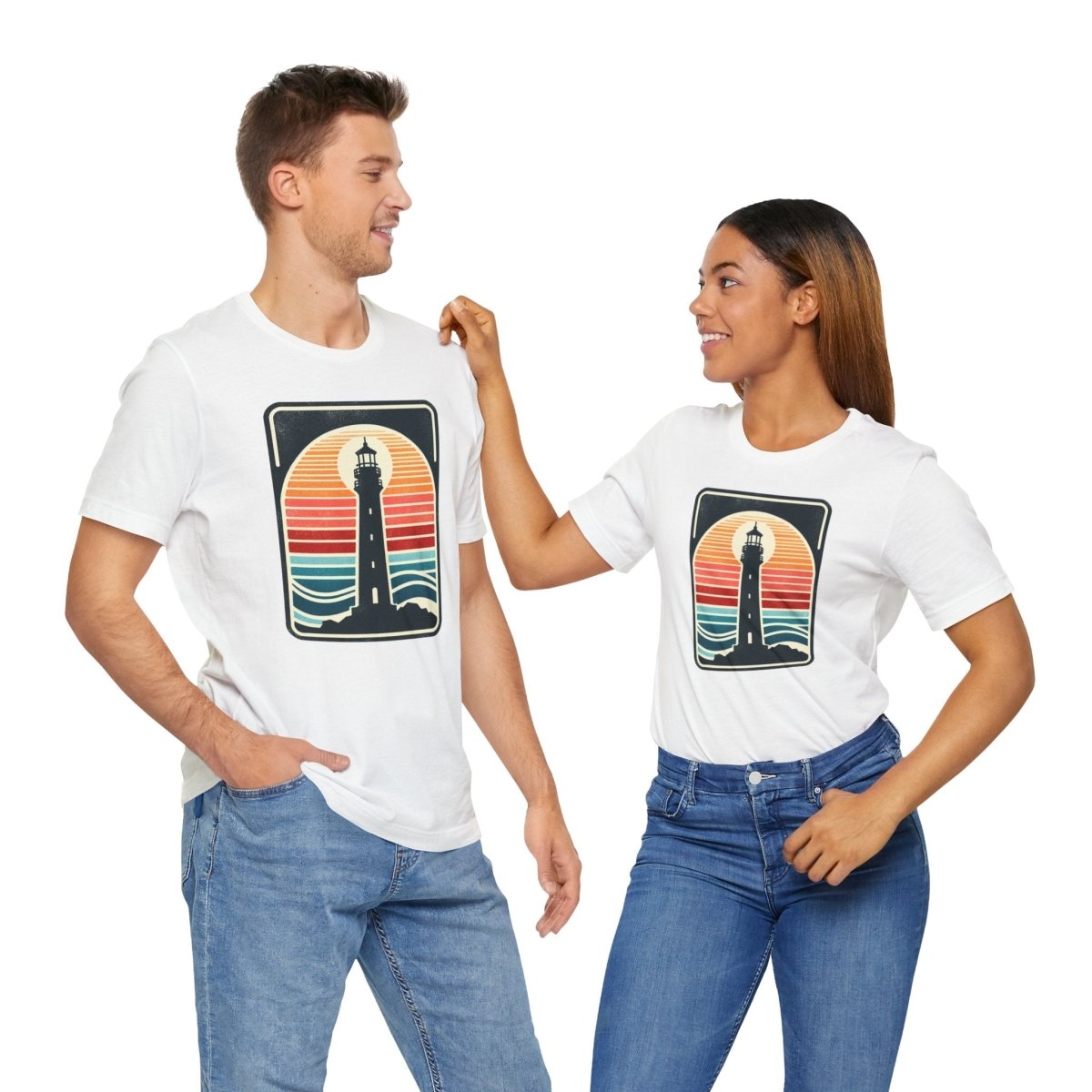 Nautical Beacon Sunset - Unisex Short Sleeve Tee - AI Tee Hero