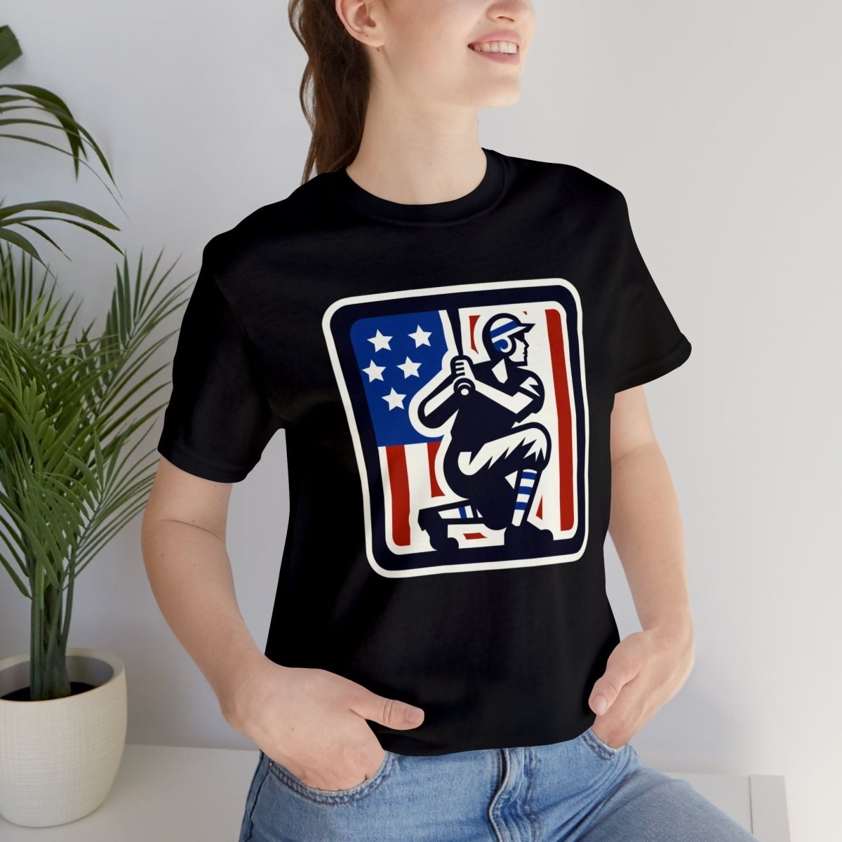 Patriotic Batter Silhouette - Short Sleeve Tee - AI Tee Hero