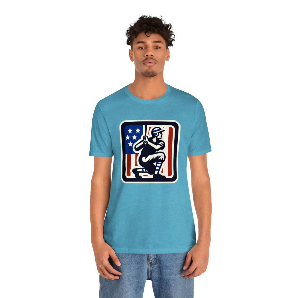 Patriotic Batter Silhouette - Short Sleeve Tee - AI Tee Hero