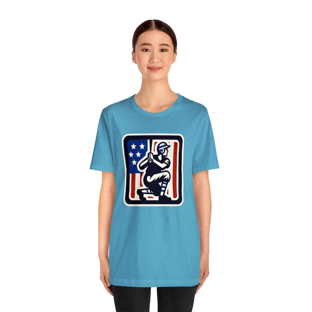 Patriotic Batter Silhouette - Short Sleeve Tee - AI Tee Hero