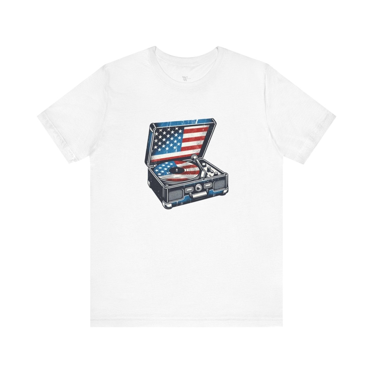 Patriotic Spin Vintage Turntable - Unisex Short Sleeve Tee - AI Tee Hero