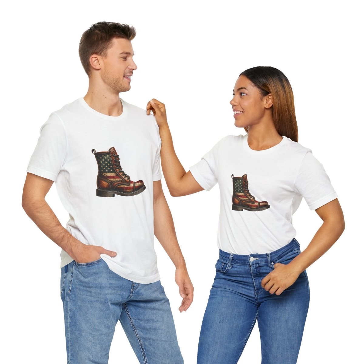Patriotic Vintage Flag Leather Boot - Unisex Short Sleeve Tee - AI Tee Hero