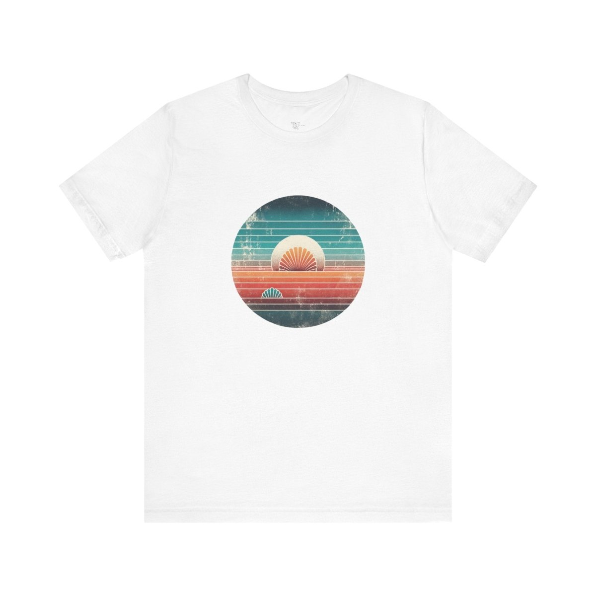 Retro Seashell Sunset - Unisex Short Sleeve Tee - AI Tee Hero