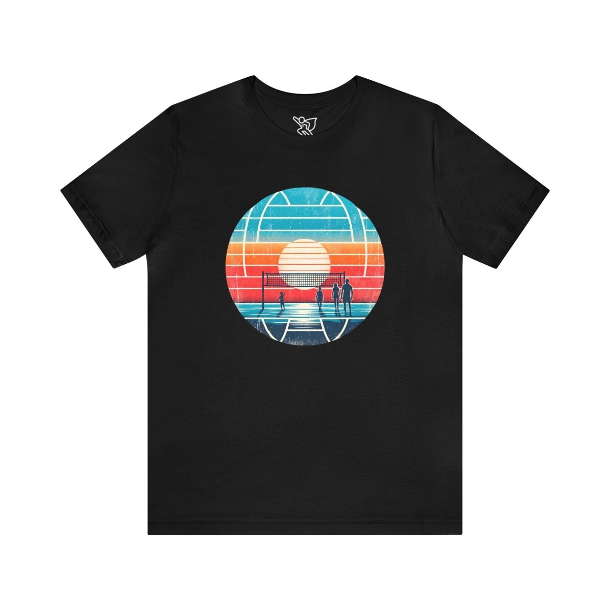 Retro Sunset Volleyball Escape - Short Sleeve Tee - AI Tee Hero