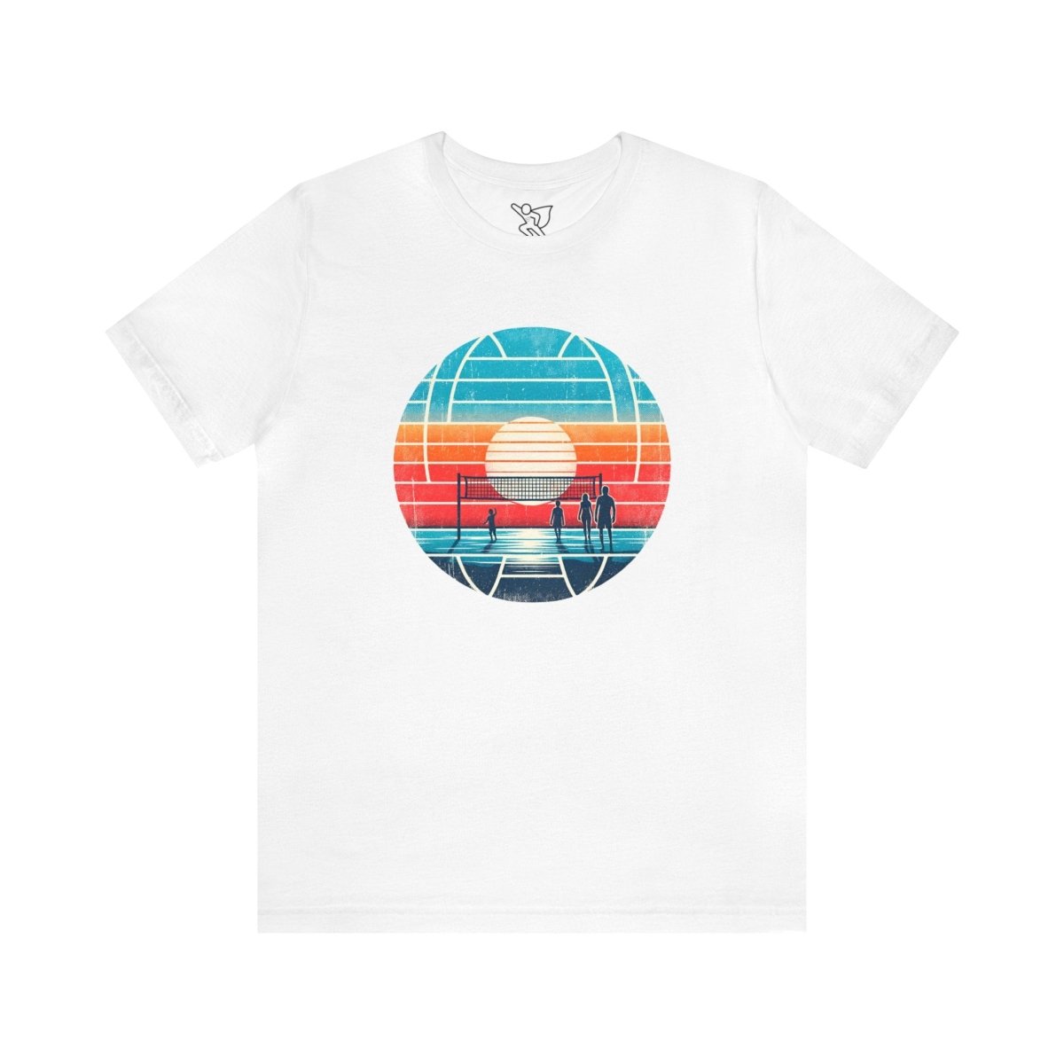 Retro Sunset Volleyball Escape - Short Sleeve Tee - AI Tee Hero