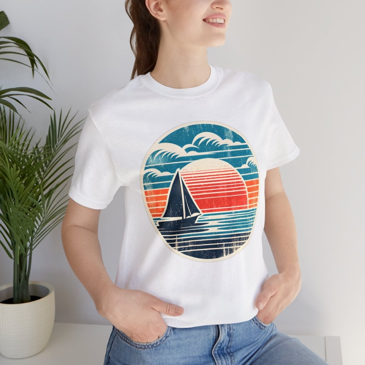 Sail into Sunset Retro Vista - Tee - AI Tee Hero