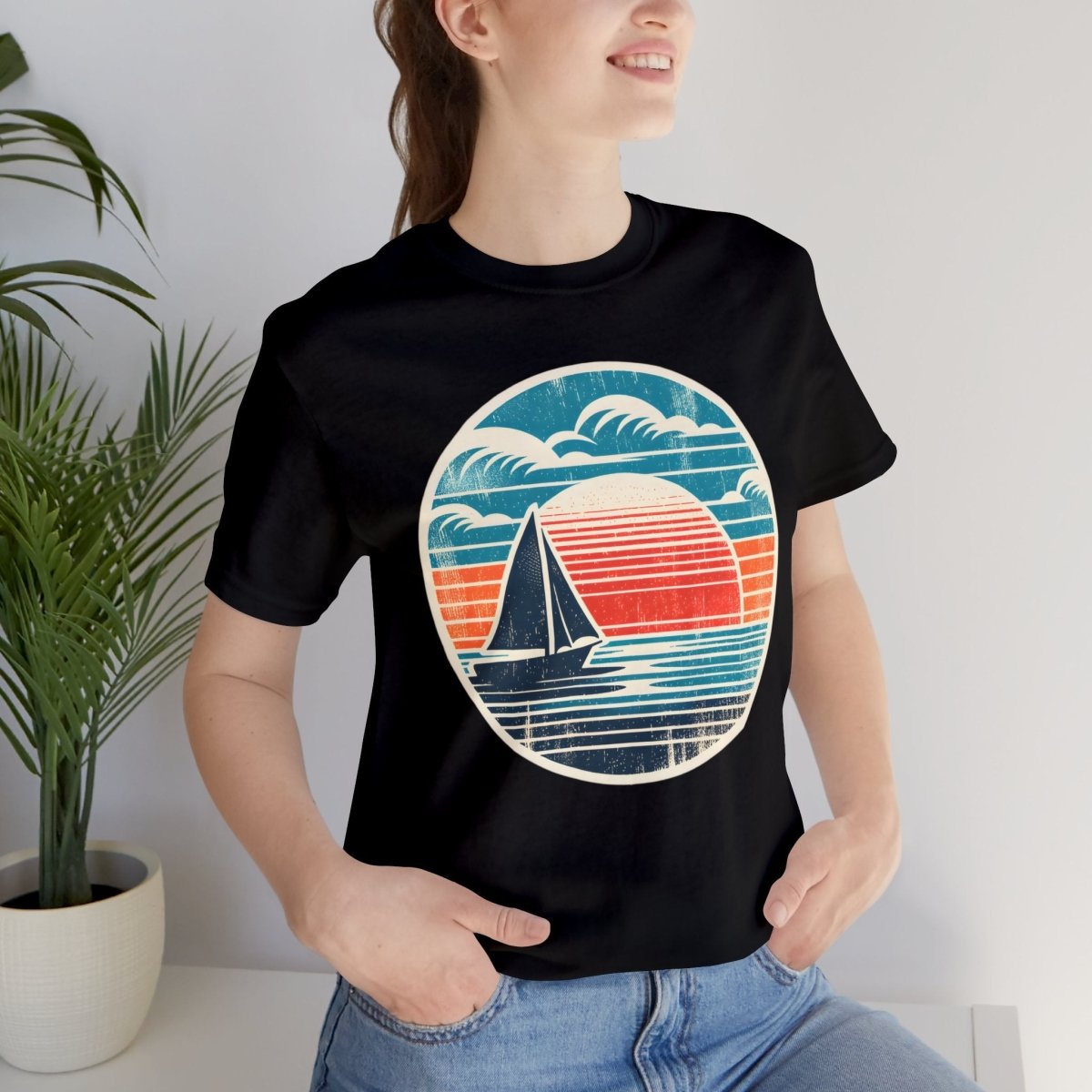 Sail into Sunset Retro Vista - Tee - AI Tee Hero