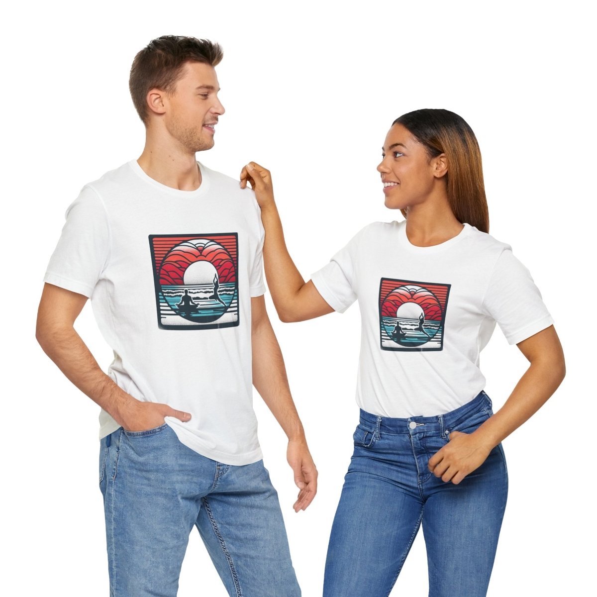 Serenity Sunset Yoga Retreat - Unisex Short Sleeve Tee - AI Tee Hero