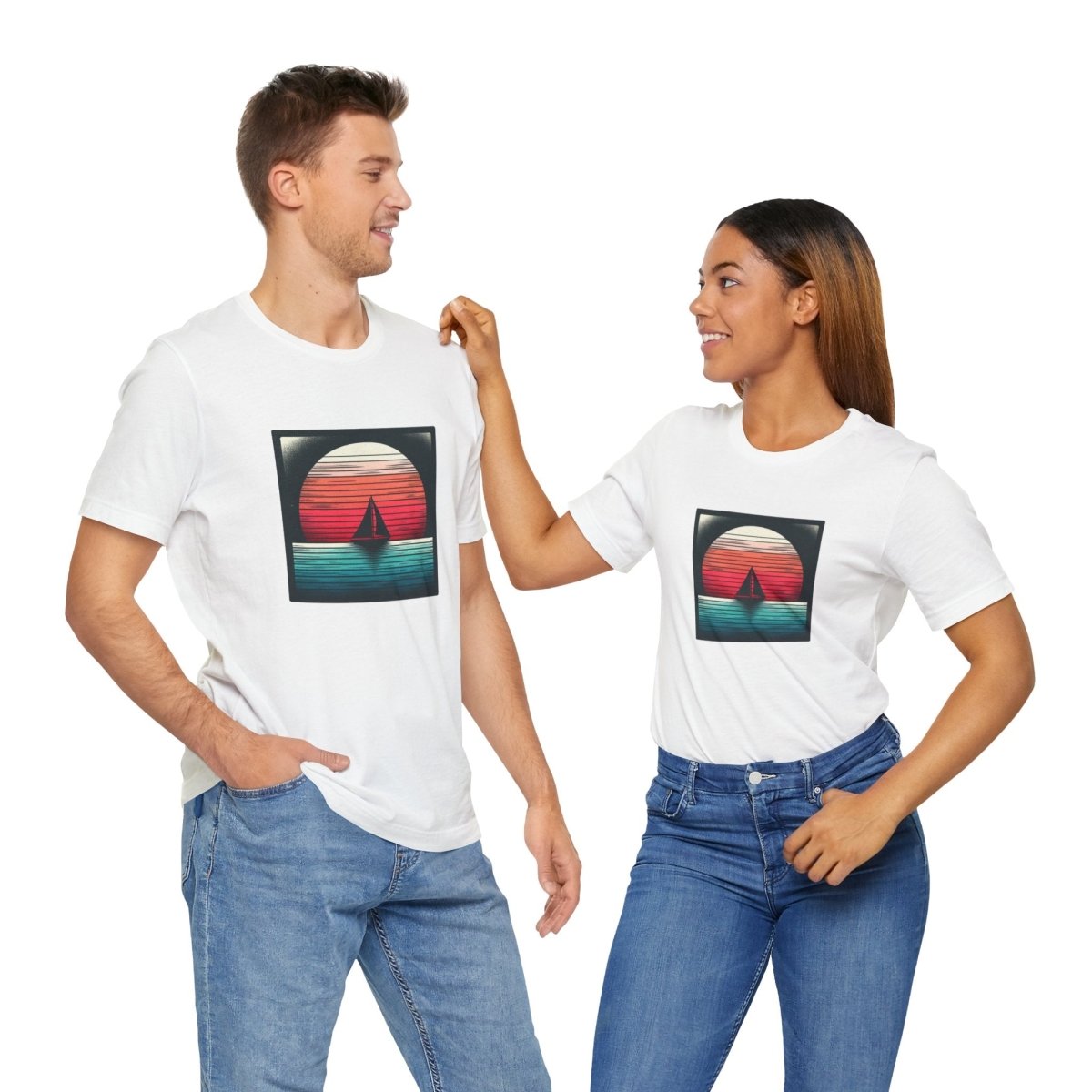 Sunset Sail Horizon - Unisex Short Sleeve Tee - AI Tee Hero