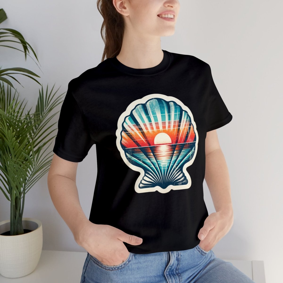Sunset Serenade Seashell Pattern - Short Sleeve Tee - AI Tee Hero