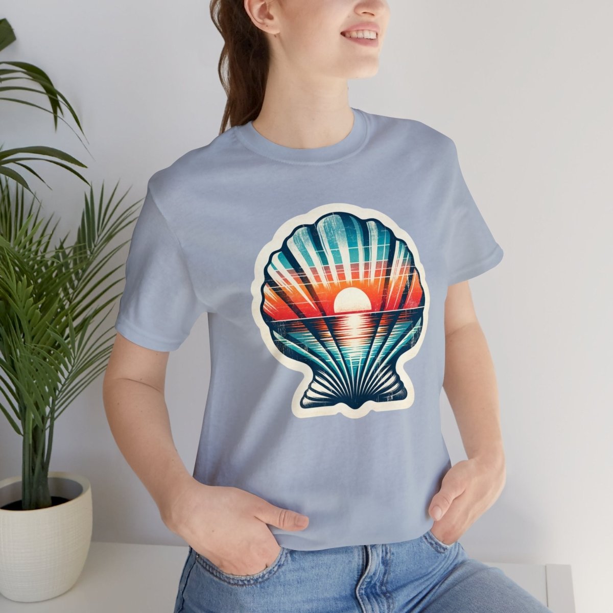 Sunset Serenade Seashell Pattern - Short Sleeve Tee - AI Tee Hero