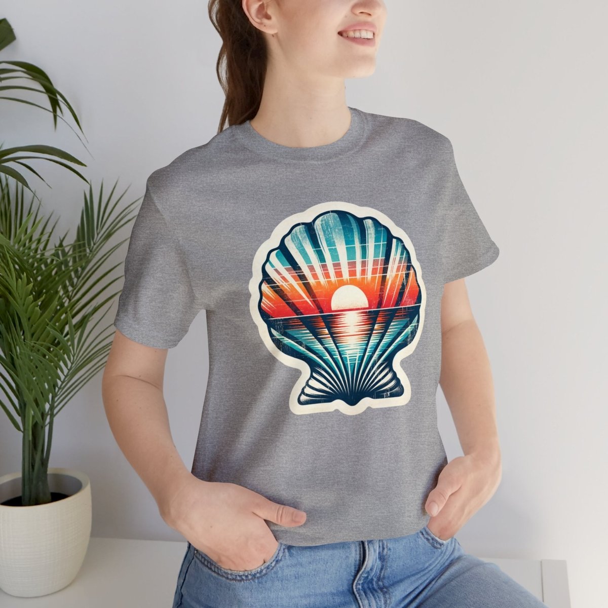 Sunset Serenade Seashell Pattern - Short Sleeve Tee - AI Tee Hero