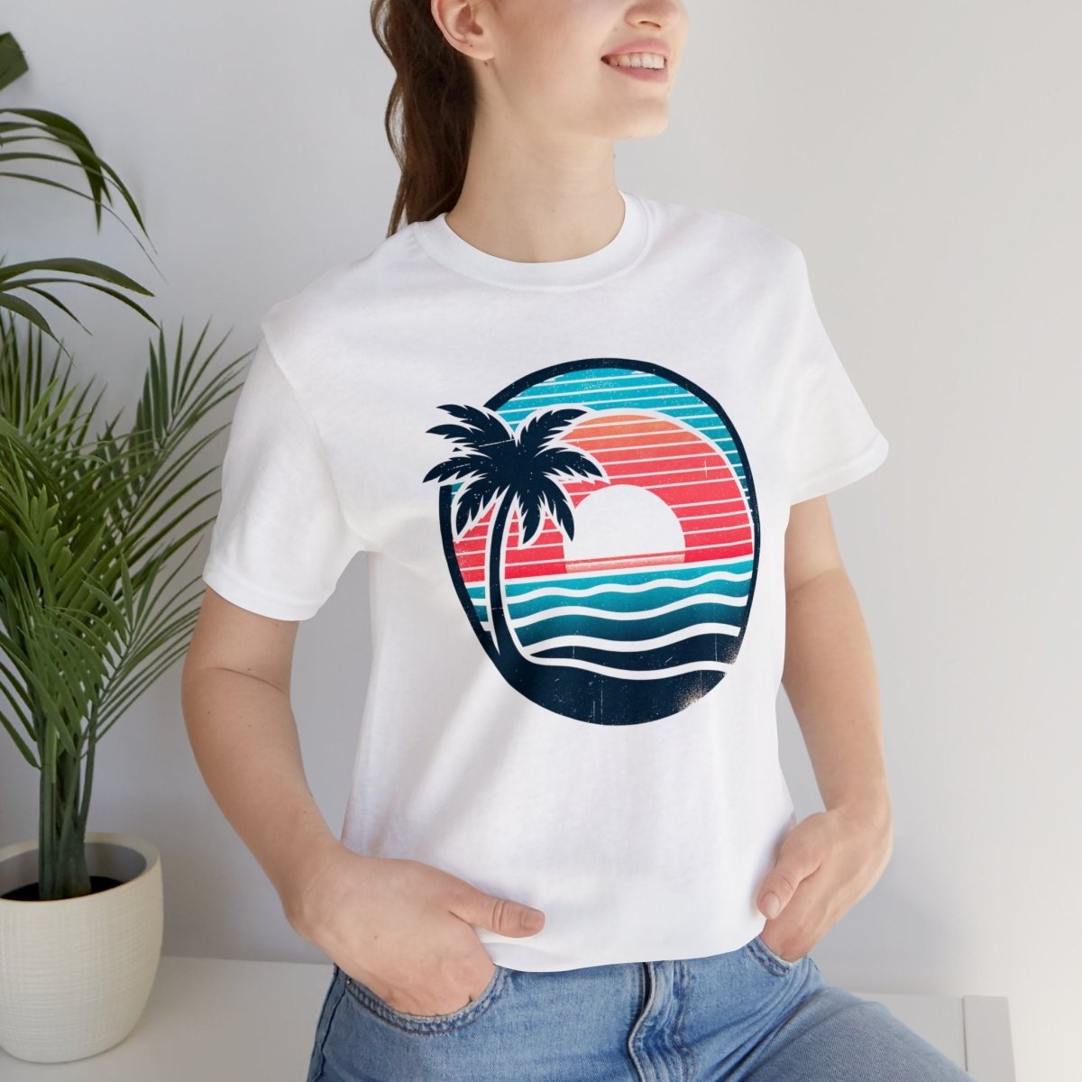 Tropical Sunset Serenity - Short Sleeve Tee - AI Tee Hero