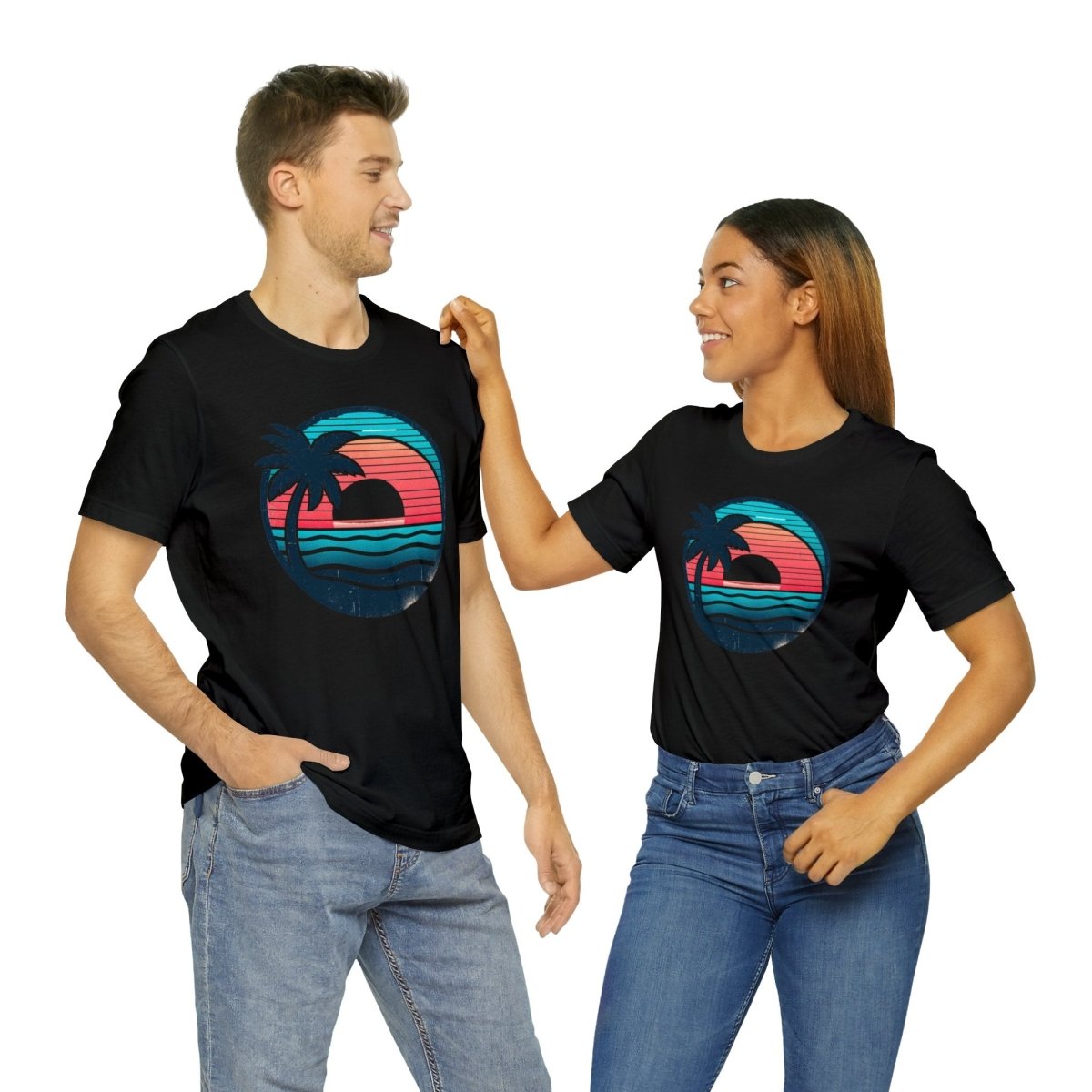 Tropical Sunset Serenity - Short Sleeve Tee - AI Tee Hero