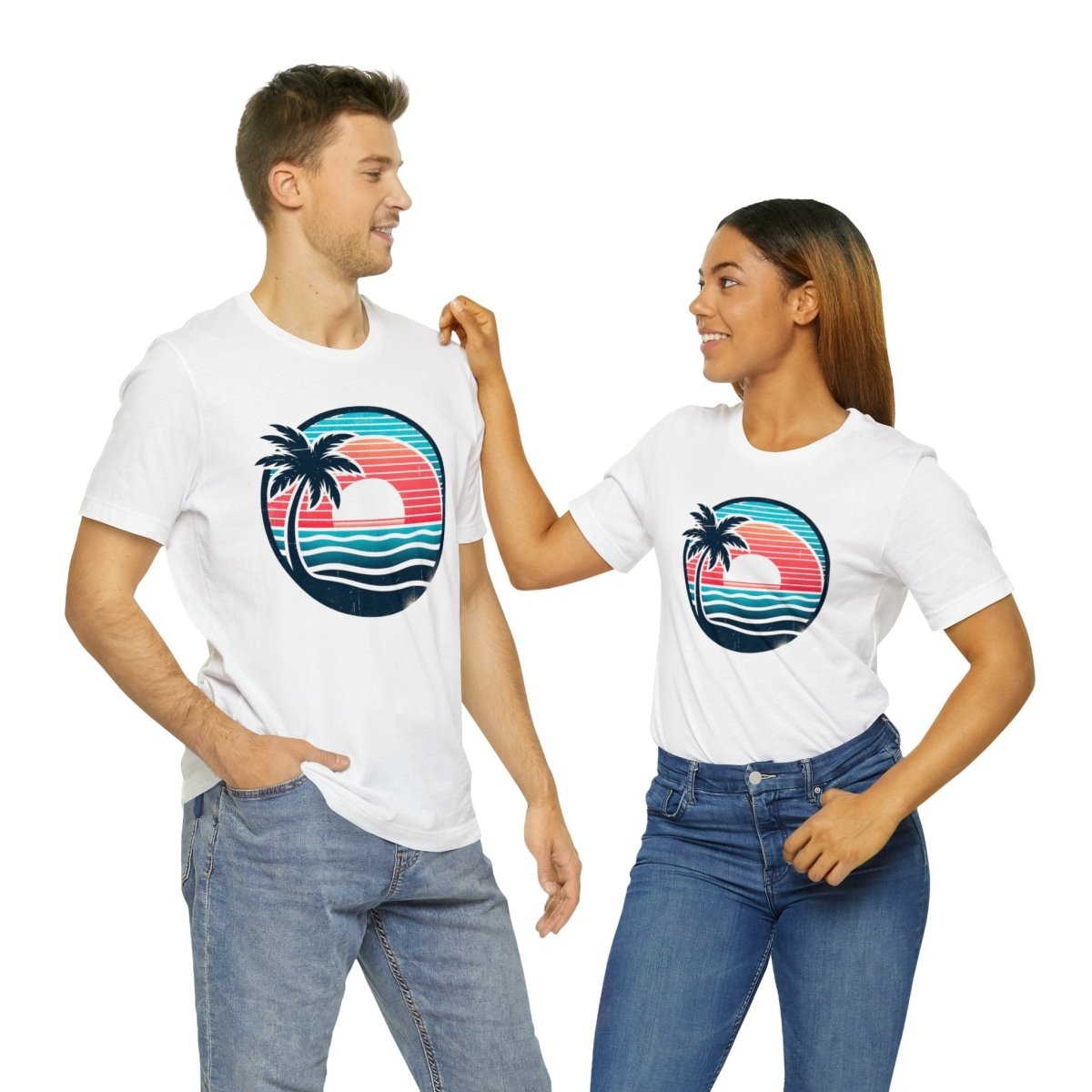 Tropical Sunset Serenity - Short Sleeve Tee - AI Tee Hero
