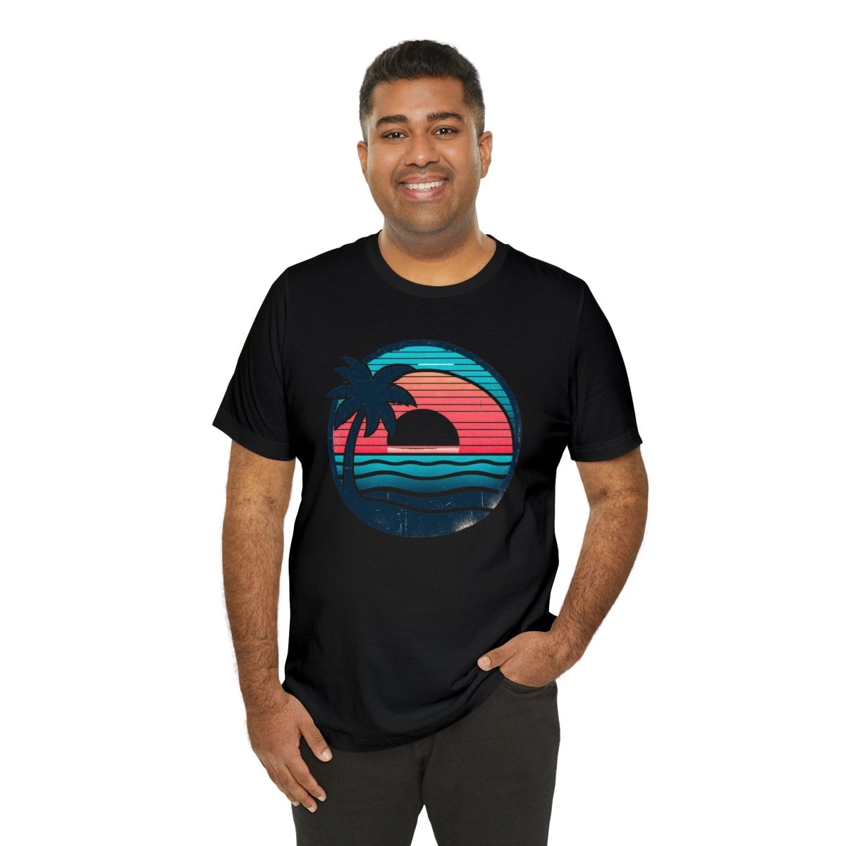 Tropical Sunset Serenity - Short Sleeve Tee - AI Tee Hero