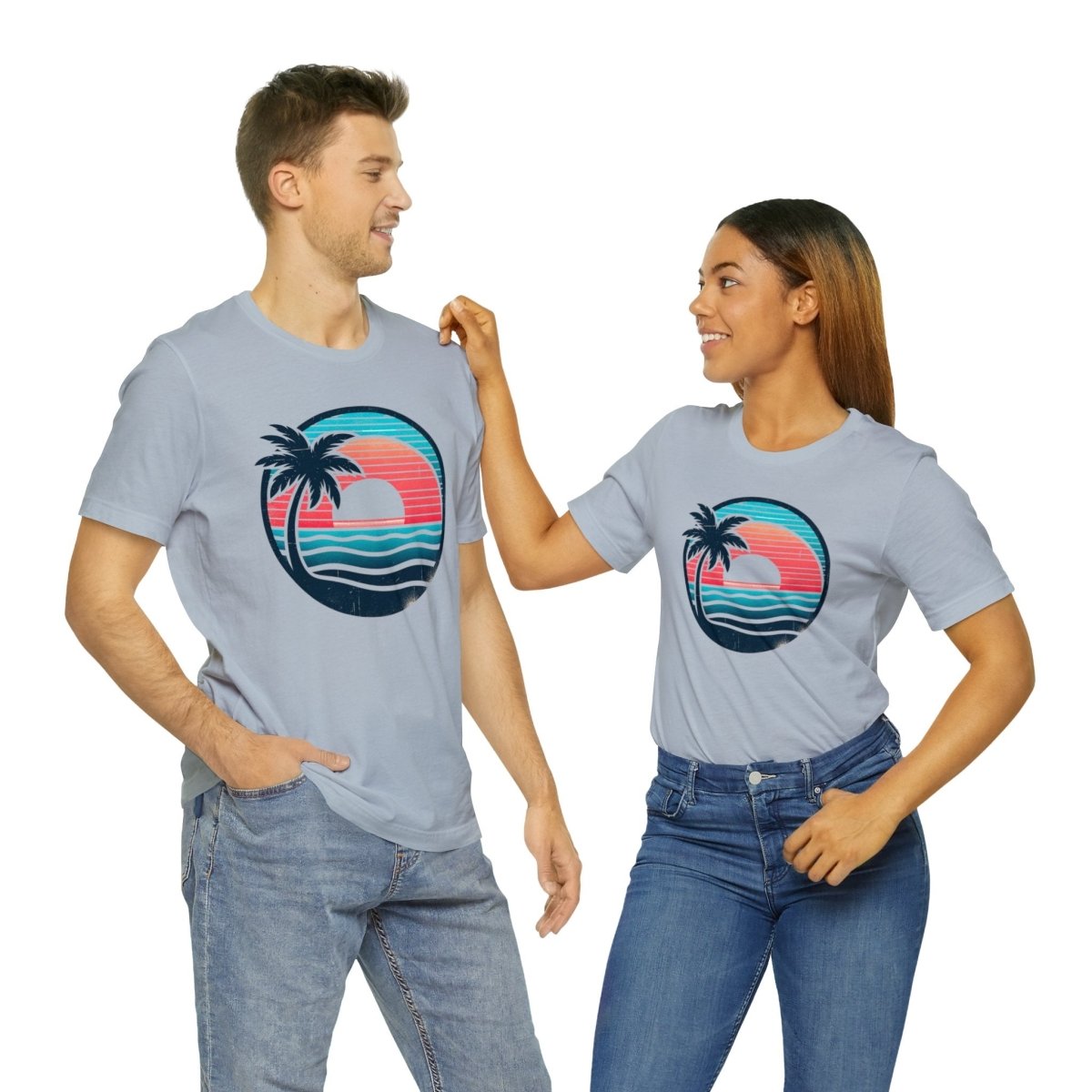 Tropical Sunset Serenity - Short Sleeve Tee - AI Tee Hero