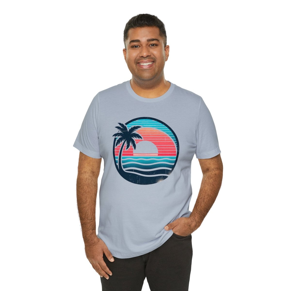 Tropical Sunset Serenity - Short Sleeve Tee - AI Tee Hero