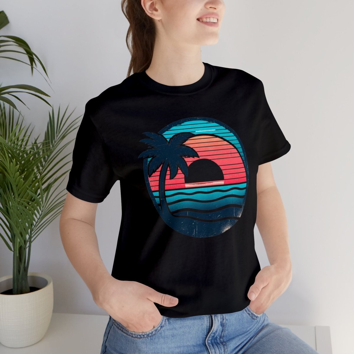 Tropical Sunset Serenity - Short Sleeve Tee - AI Tee Hero