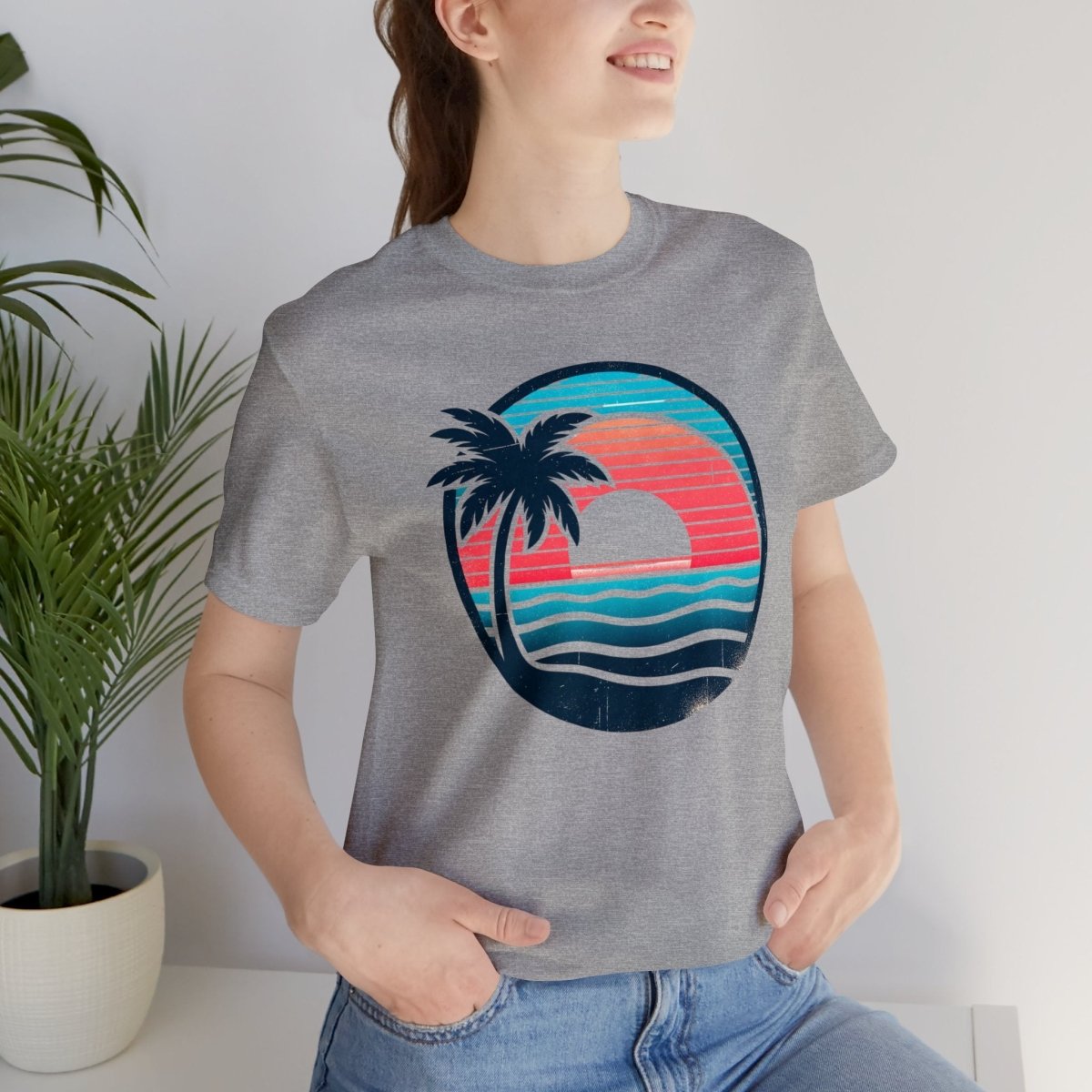 Tropical Sunset Serenity - Short Sleeve Tee - AI Tee Hero