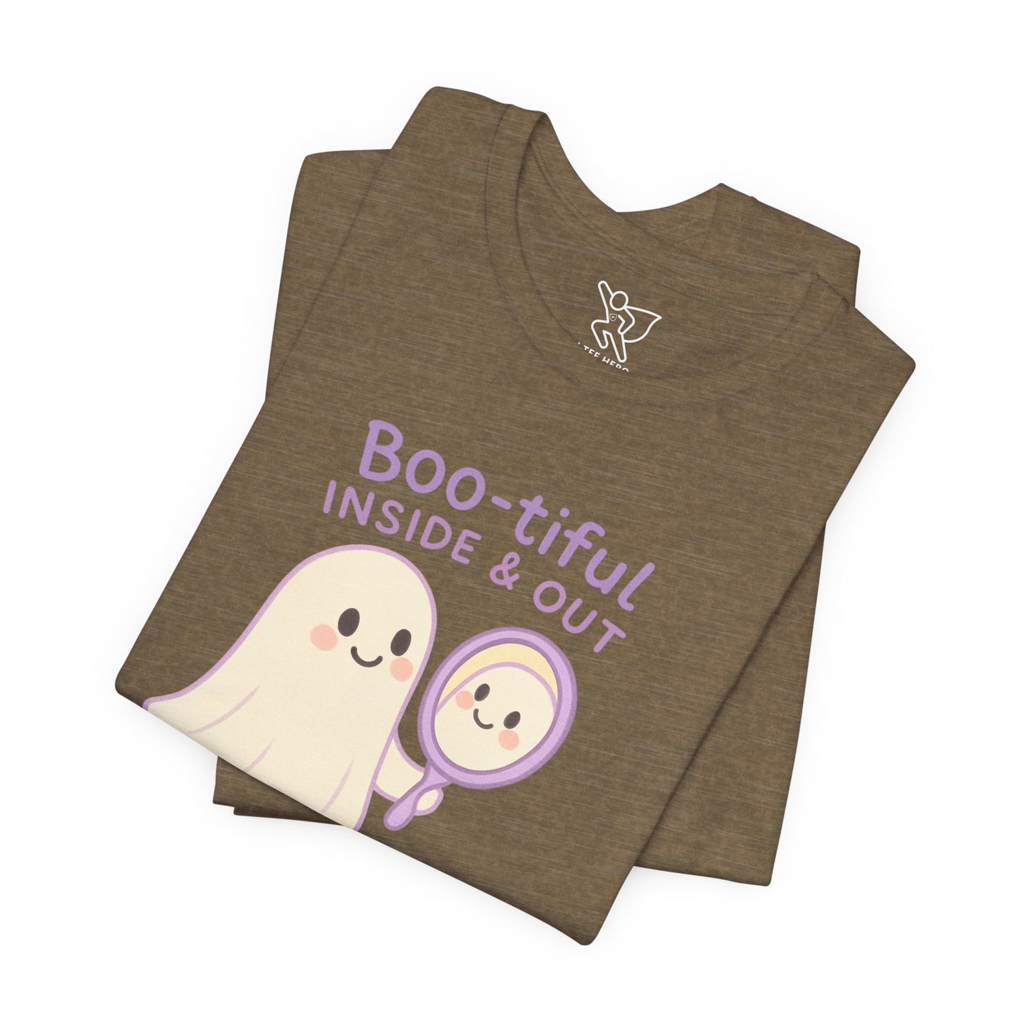 "Boo-tiful Inside Out" Ghost Tee, Cute Halloween Shirt, Unisex Short Sleeve T-Shirt, Fall Apparel, Spooky Vibes, Gift for Halloween Lovers