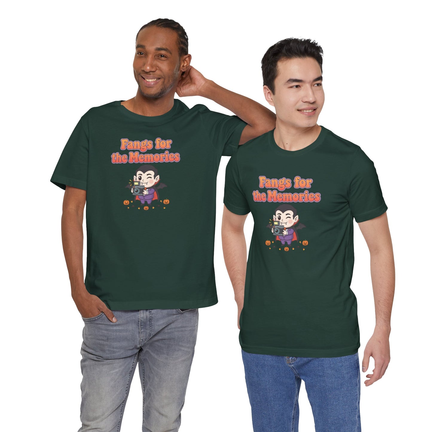 "Fangs for the Memories" Unisex Short Sleeve Shirt, Casual Halloween Outfit, Gift for Spooky Season, Halloween Shirt