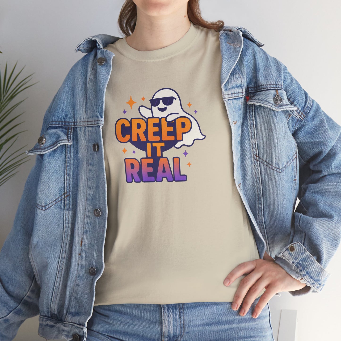 "Creep It Real" Halloween Humor Unisex Graphic Shirt, Ghost Lover Gift, Spooky Season Apparel, Funny Halloween T-Shirt