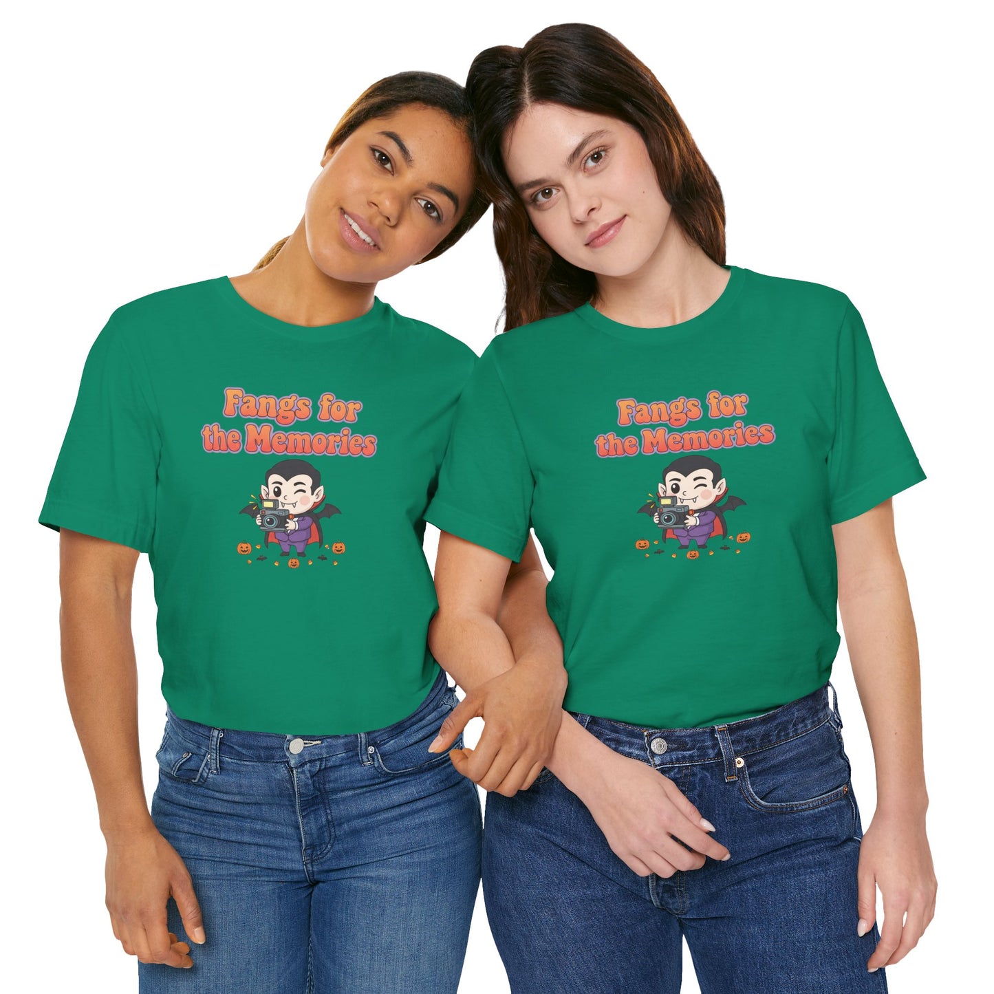 "Fangs for the Memories" Unisex Short Sleeve Shirt, Casual Halloween Outfit, Gift for Spooky Season, Halloween Shirt