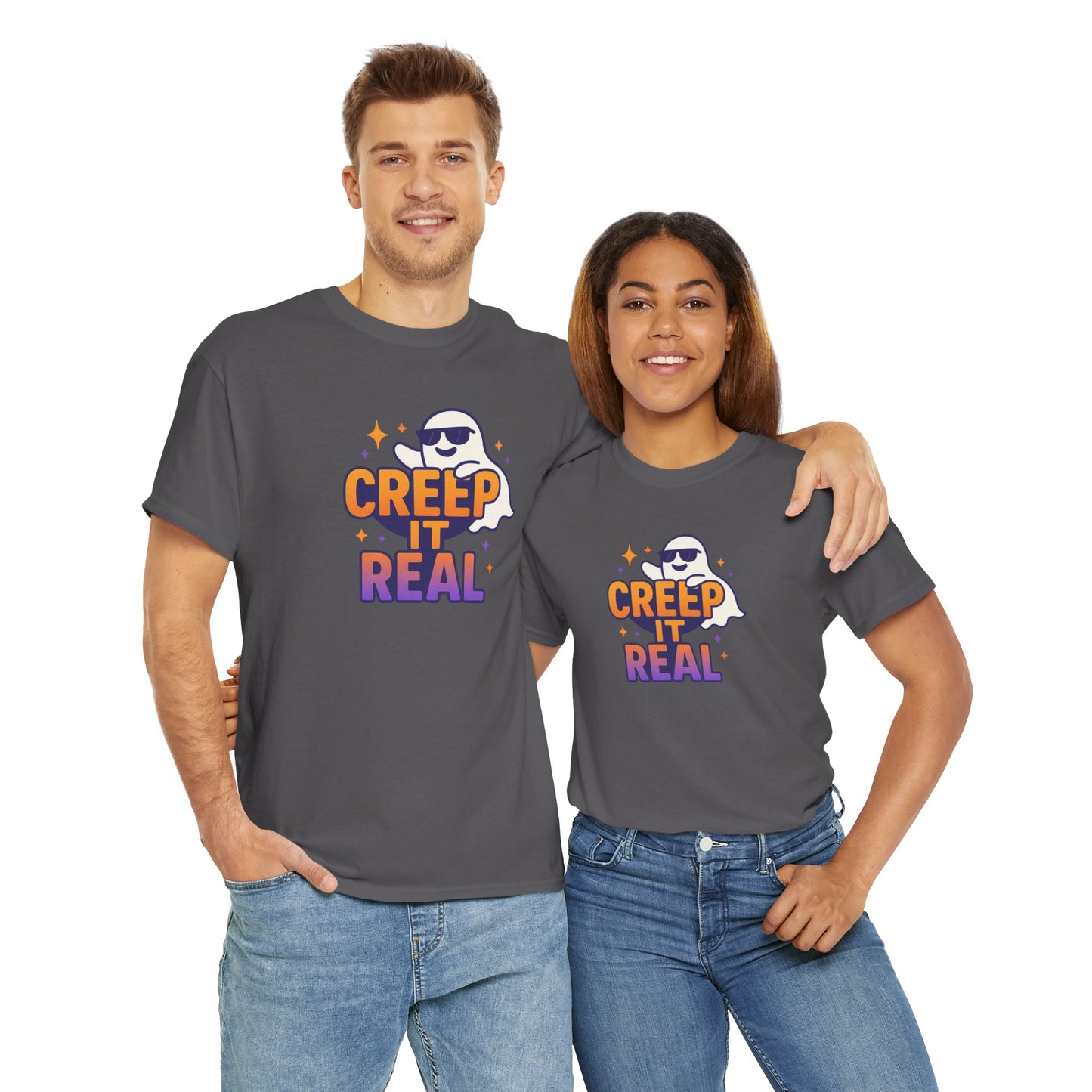 "Creep It Real" Halloween Humor Unisex Graphic Shirt, Ghost Lover Gift, Spooky Season Apparel, Funny Halloween T-Shirt