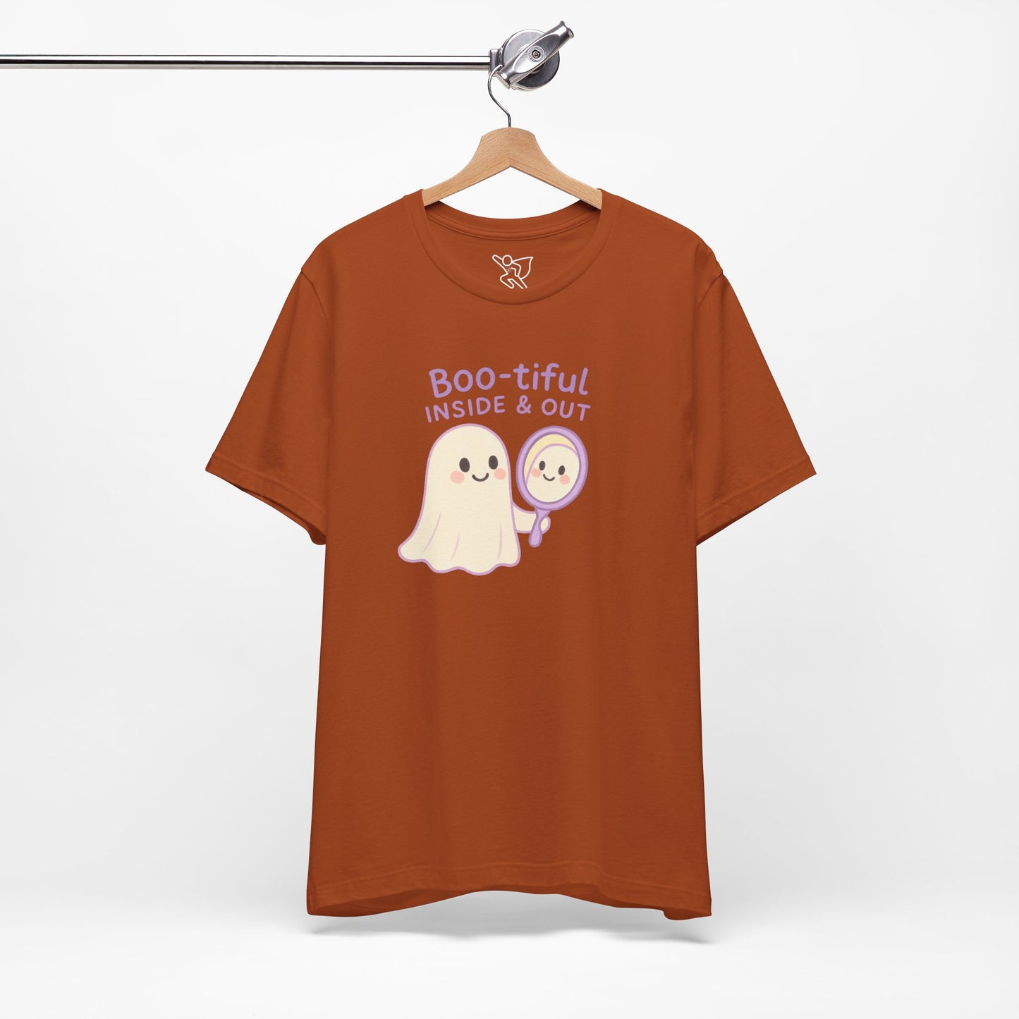 "Boo-tiful Inside Out" Ghost Tee, Cute Halloween Shirt, Unisex Short Sleeve T-Shirt, Fall Apparel, Spooky Vibes, Gift for Halloween Lovers