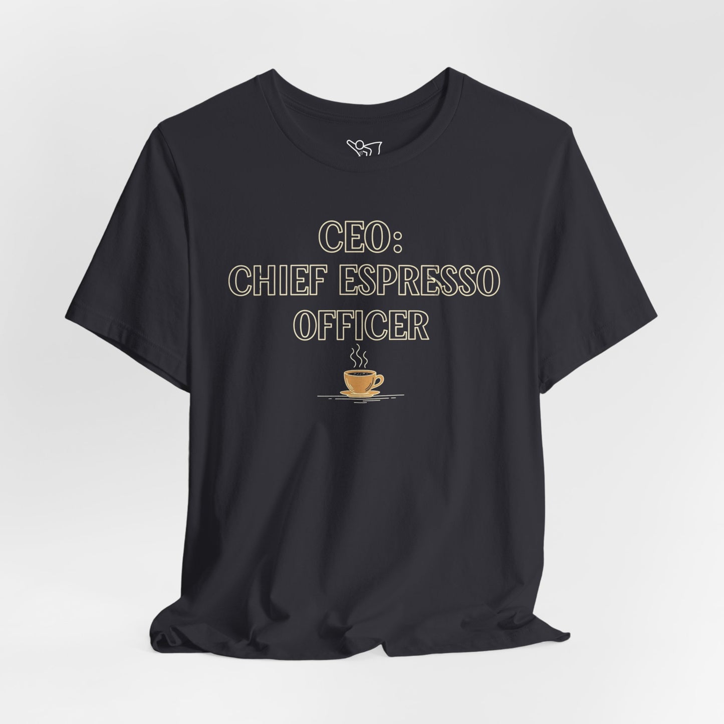 "CEO: Chief Espresso Officer" CW-1 Unisex Jersey T-Shirt for Baristas, Funny Coffee Shirt for Gifts, Perfect for Birthdays, Coffee Shop Outfits