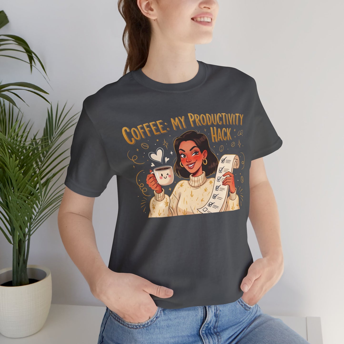 "Coffee: My Productivity Hack" Funny Tee, Gift for Coffee Lovers, Unisex Funny Shirt, Casual Wear, Quirky Gift Idea