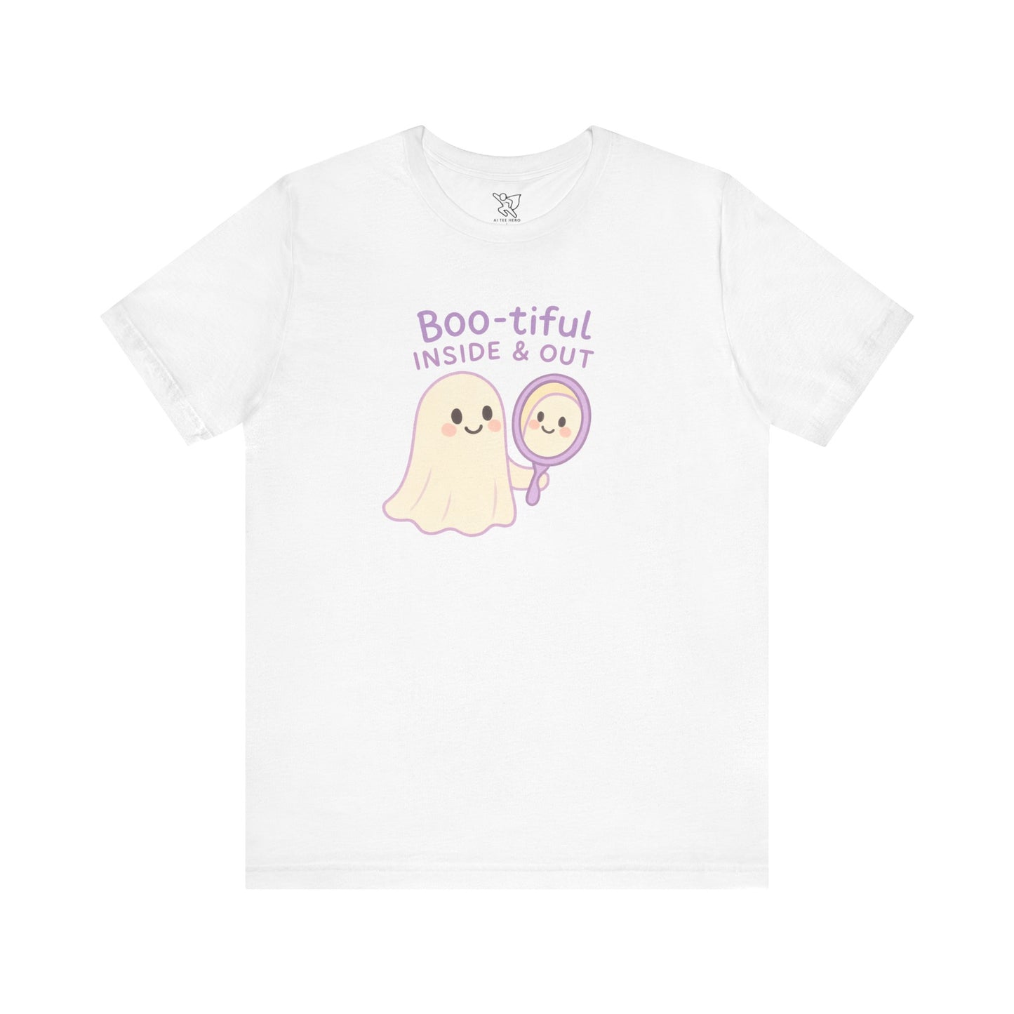 "Boo-tiful Inside Out" Ghost Tee, Cute Halloween Shirt, Unisex Short Sleeve T-Shirt, Fall Apparel, Spooky Vibes, Gift for Halloween Lovers
