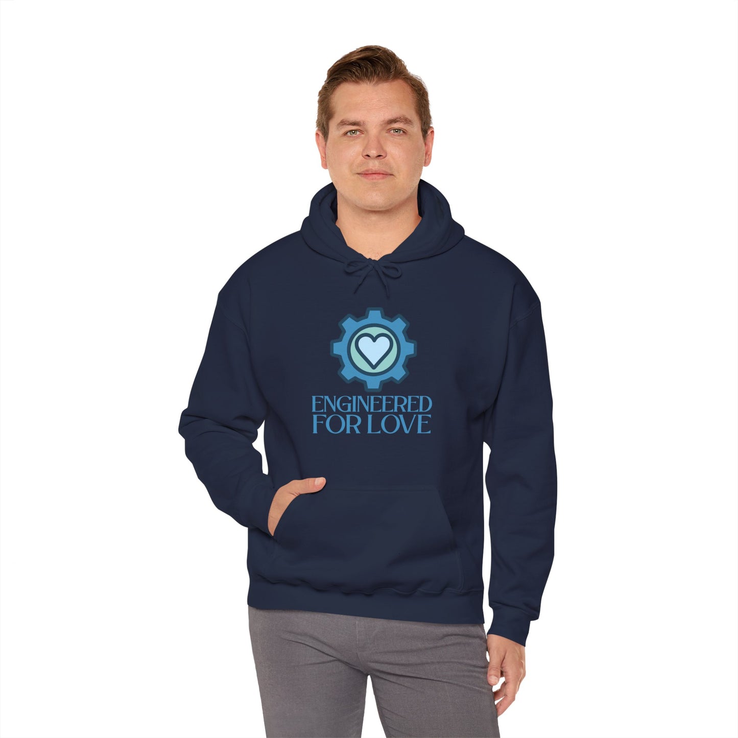 "Engineered for Love" Hoodie Cozy Unisex Sweatshirt, Perfect Gift for Engineers, Valentine's Day, Casual Wear, Birthday Present CW-2 Blue