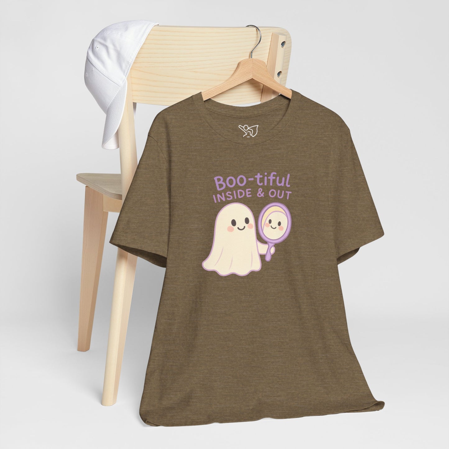 "Boo-tiful Inside Out" Ghost Tee, Cute Halloween Shirt, Unisex Short Sleeve T-Shirt, Fall Apparel, Spooky Vibes, Gift for Halloween Lovers