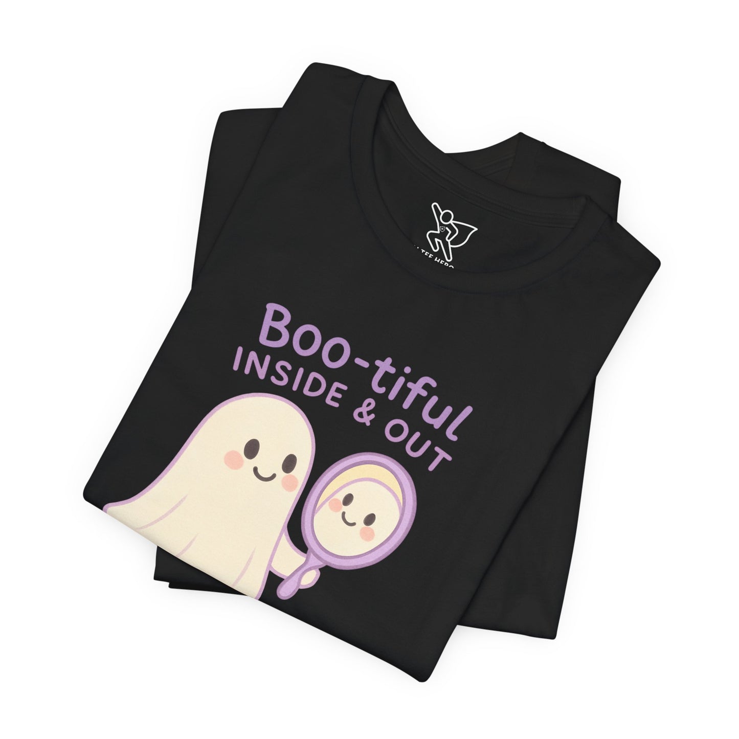 "Boo-tiful Inside Out" Ghost Tee, Cute Halloween Shirt, Unisex Short Sleeve T-Shirt, Fall Apparel, Spooky Vibes, Gift for Halloween Lovers