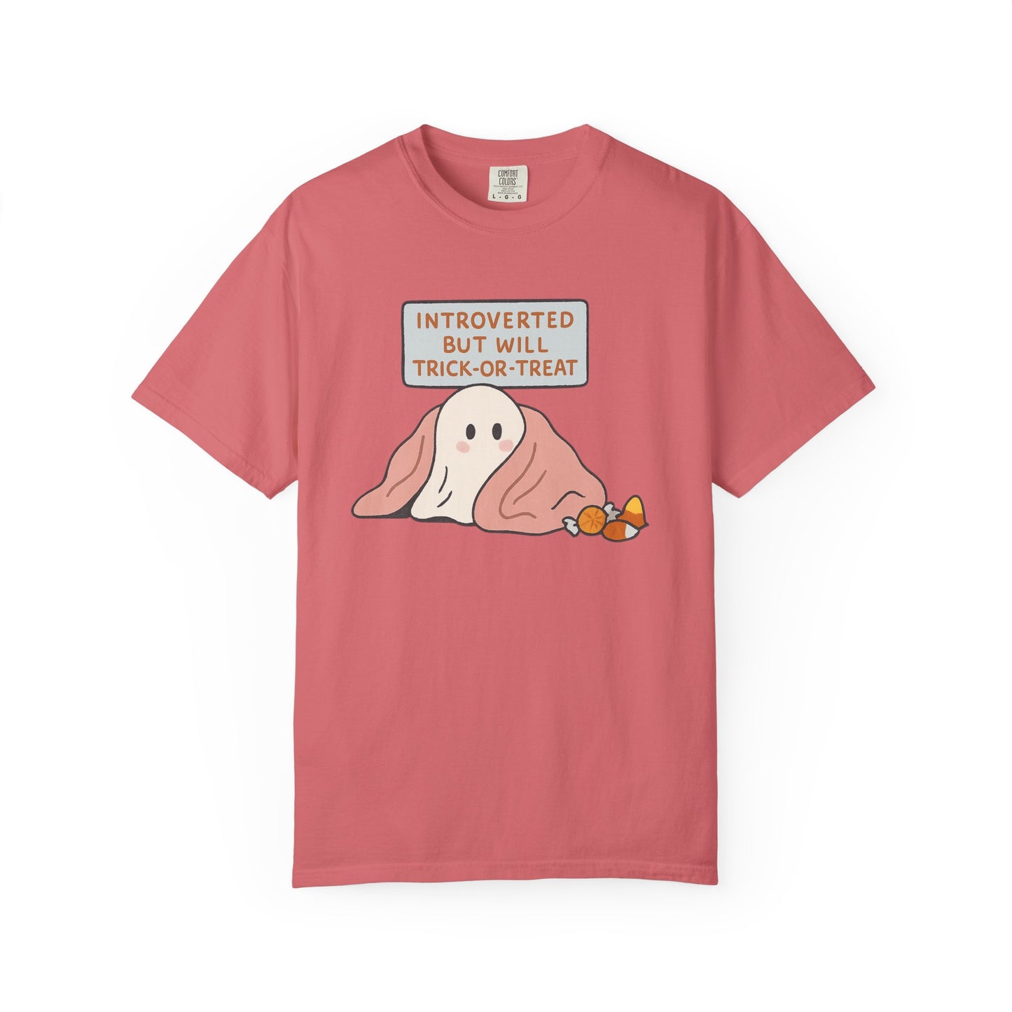 "Introverted But Will Trick or Treat" Unisex Halloween Tee, Funny Trick-or-Treat Shirt, Spooky Season Apparel, Gift for Introverts