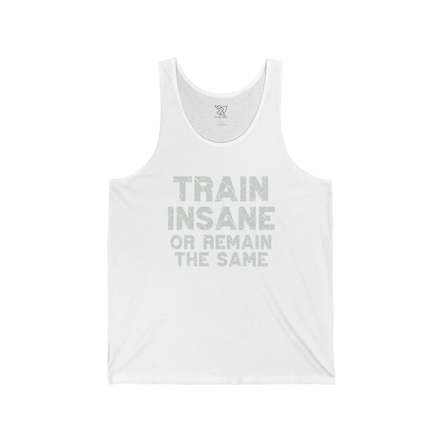 "Train Insane or Remain the Same" CW2 - Gray Unisex Fitness Motivational Tank Gym Workout Shirt, Fitness Top, Casual Summer Wear, Gift for Athletes