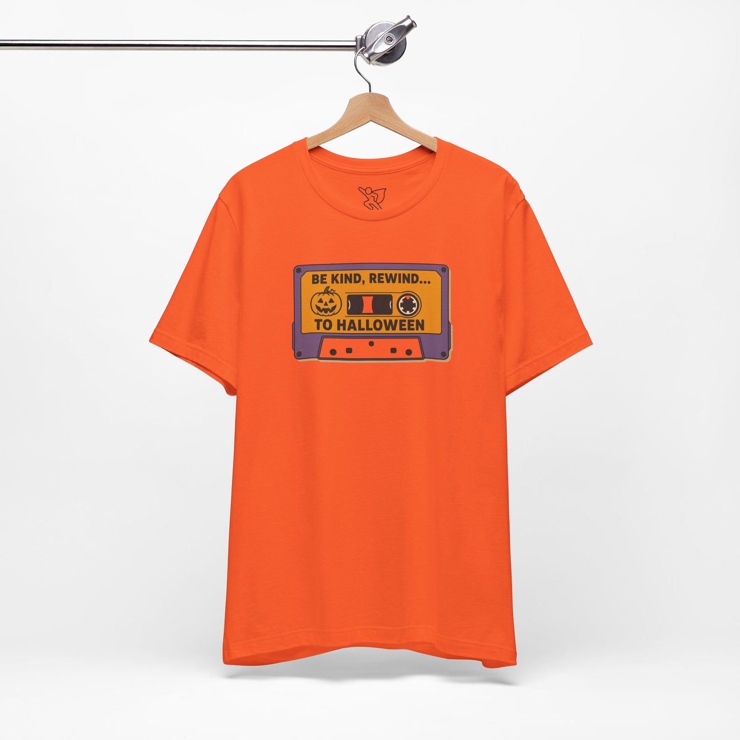 "Be Kind, Rewind to Halloween" T-Shirt, Unisex Casual Wear, Spooky Season Top, Vintage Style Shirt