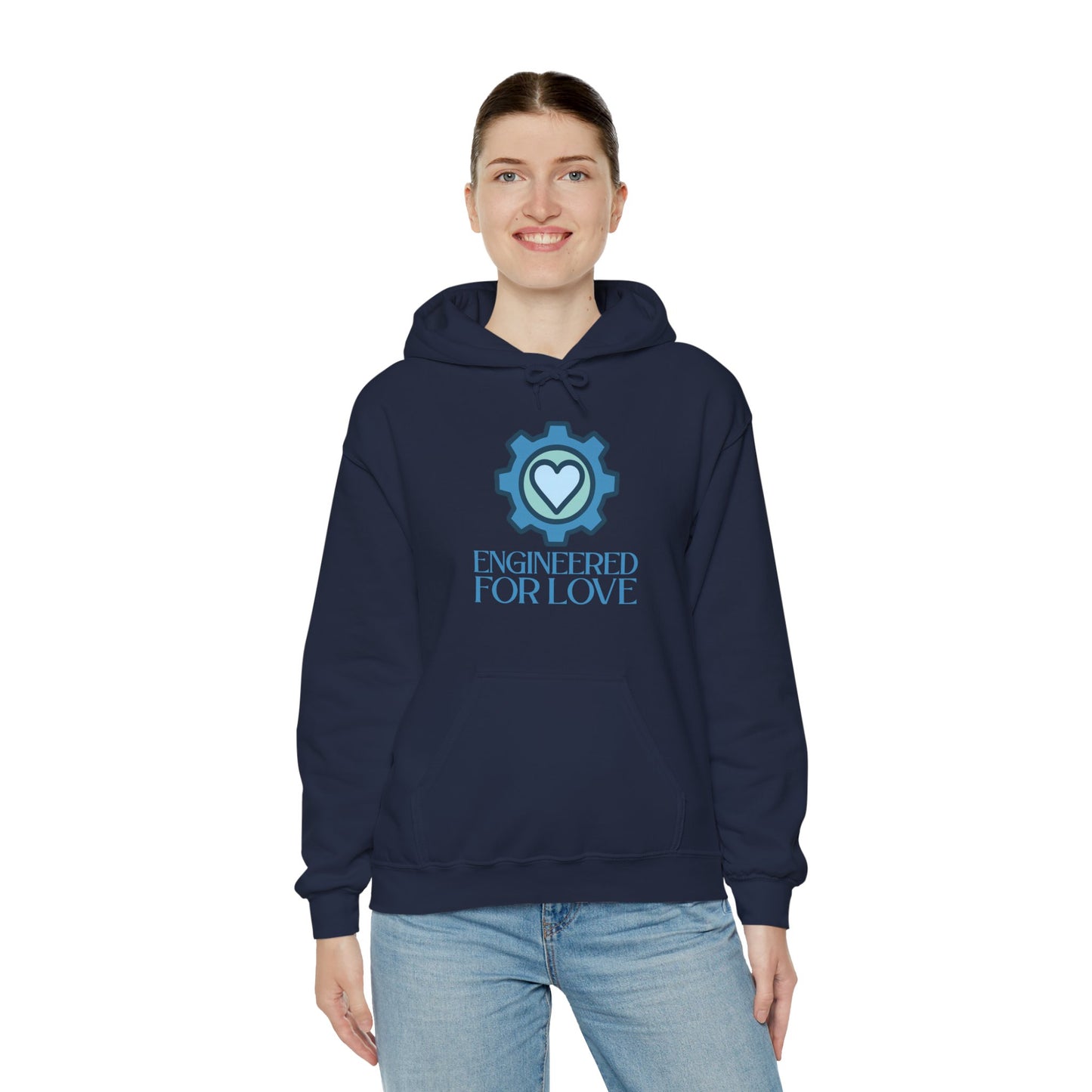 "Engineered for Love" Hoodie Cozy Unisex Sweatshirt, Perfect Gift for Engineers, Valentine's Day, Casual Wear, Birthday Present CW-2 Blue